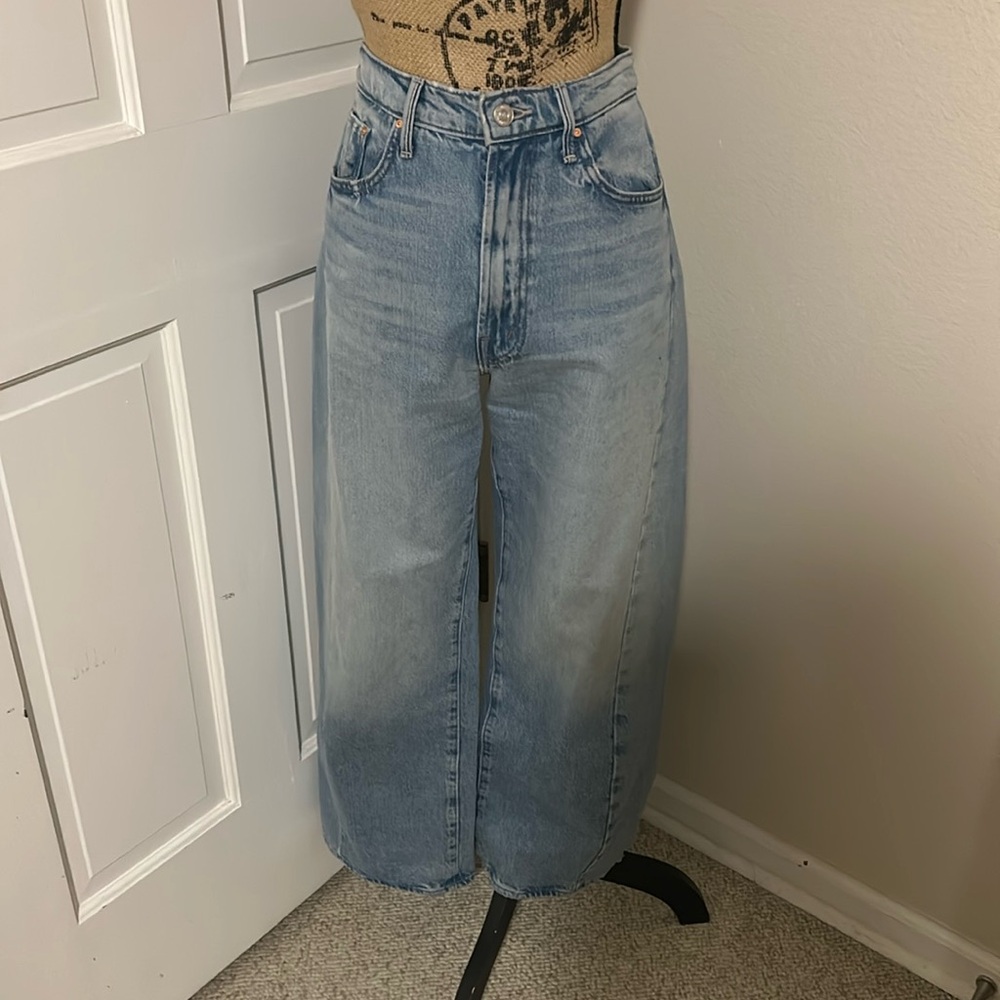 MOTHER Blue High-Rise Ankle Cropped Jeans